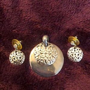 Silver Pendant and Earrings